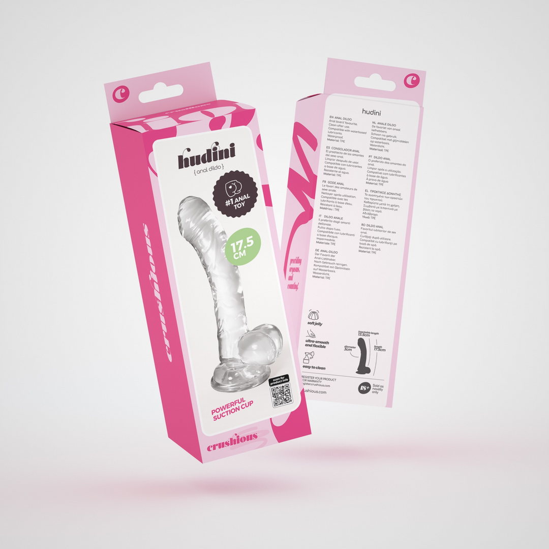 Hudini - Jelly Flexibele Anale Dildo - 6,9/ 17,5 cm - Doorzichtig