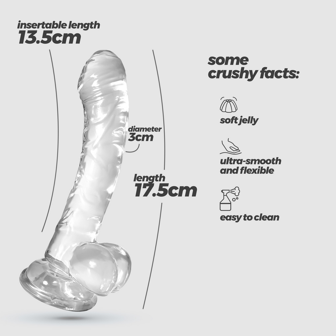 Hudini Jelly Flexible Anal Dildo 17.5 cm Transparent