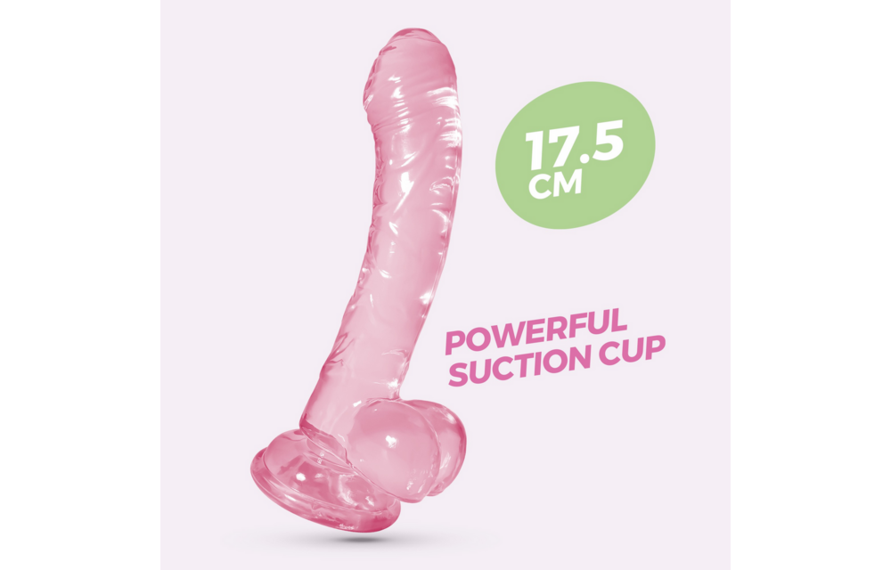 Hudini Jelly Flexible Anal Dildo 17.5 cm Pink - Sturdy & Waterproof