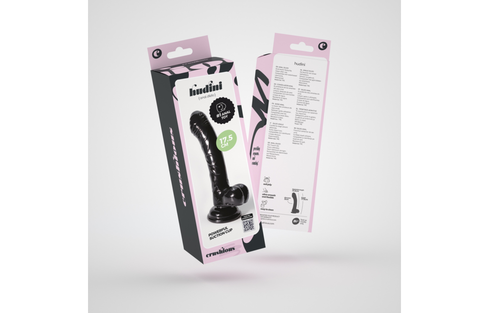 Hudini Jelly Flexible Anal Dildo 17.5 cm – Black TPE