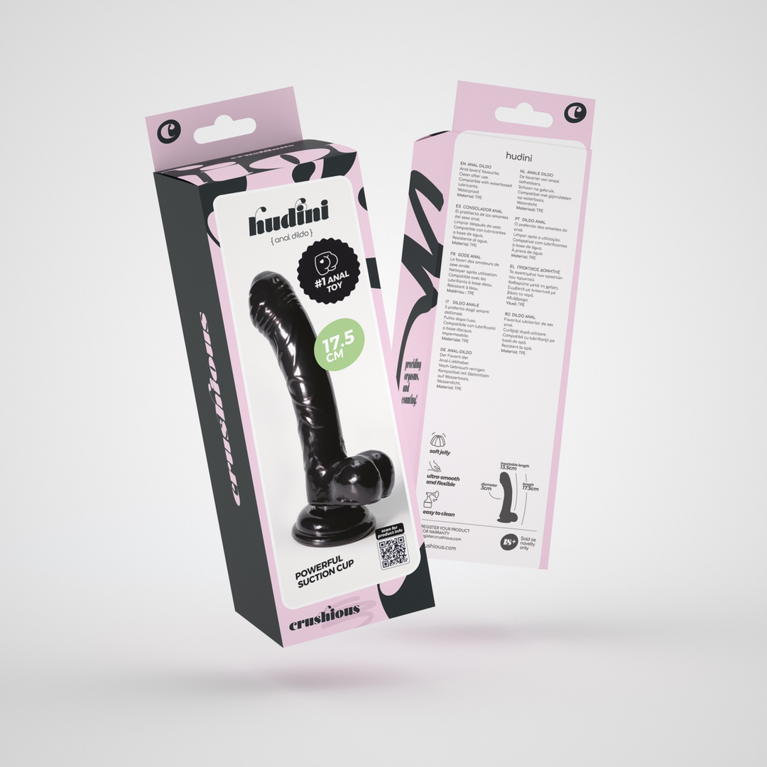 Hudini - Jelly Flexibler Anal-Dildo - 6,9/ 17,5 cm - Schwarz