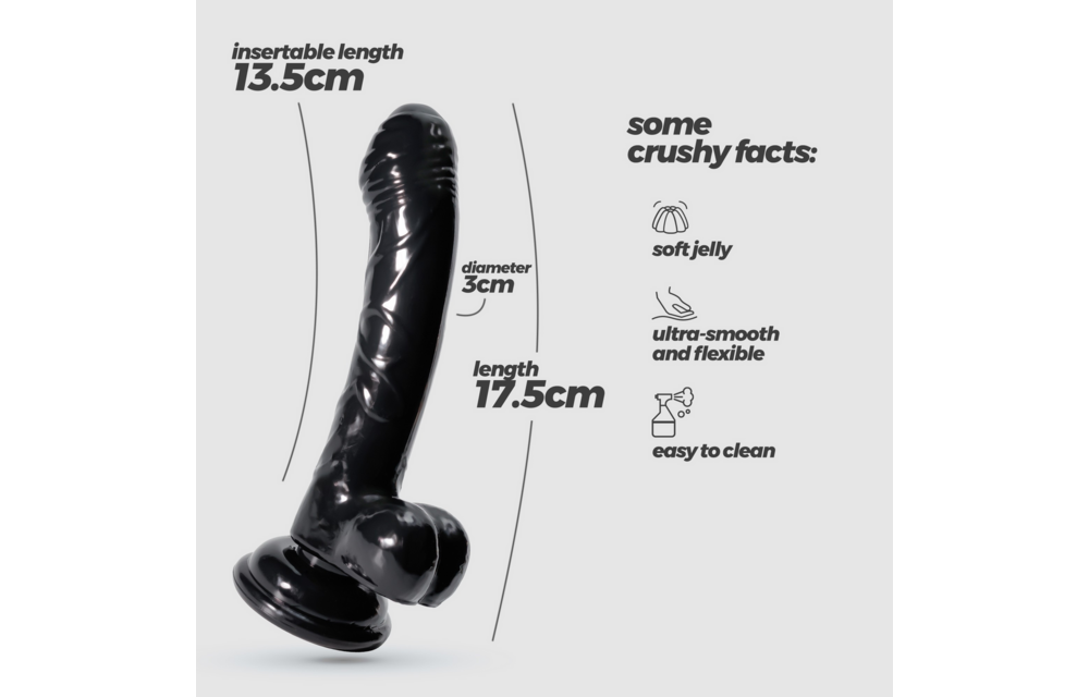 Hudini Jelly Flexibler Anal-Dildo 17,5 cm – Schwarz TPE