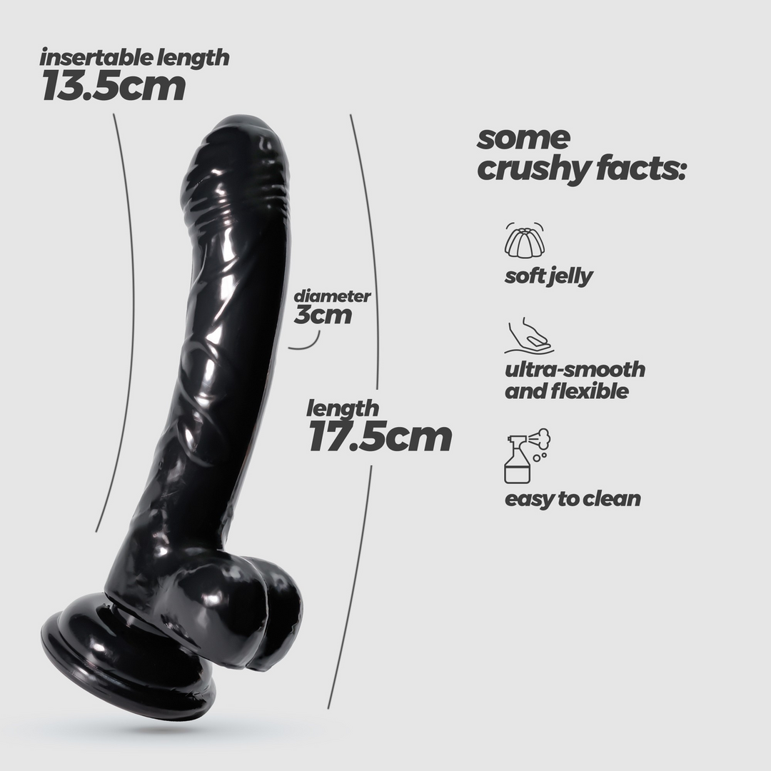 Hudini - Jelly Flexibele Anale Dildo - 6,9/ 17,5 cm - Zwart