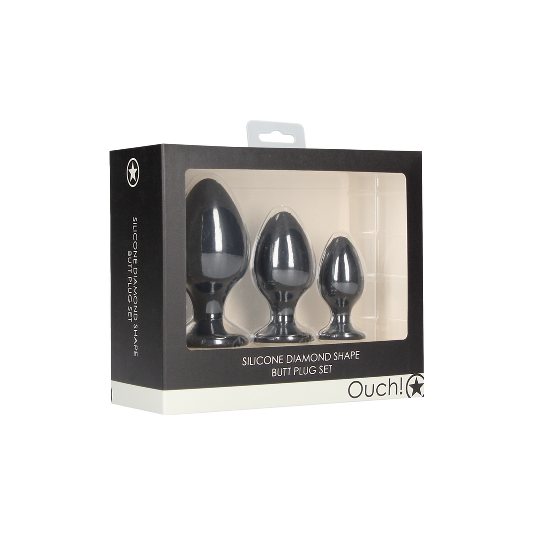 Diamond-shaped Butt Plug Set 10 cm – Silky Soft & Safe