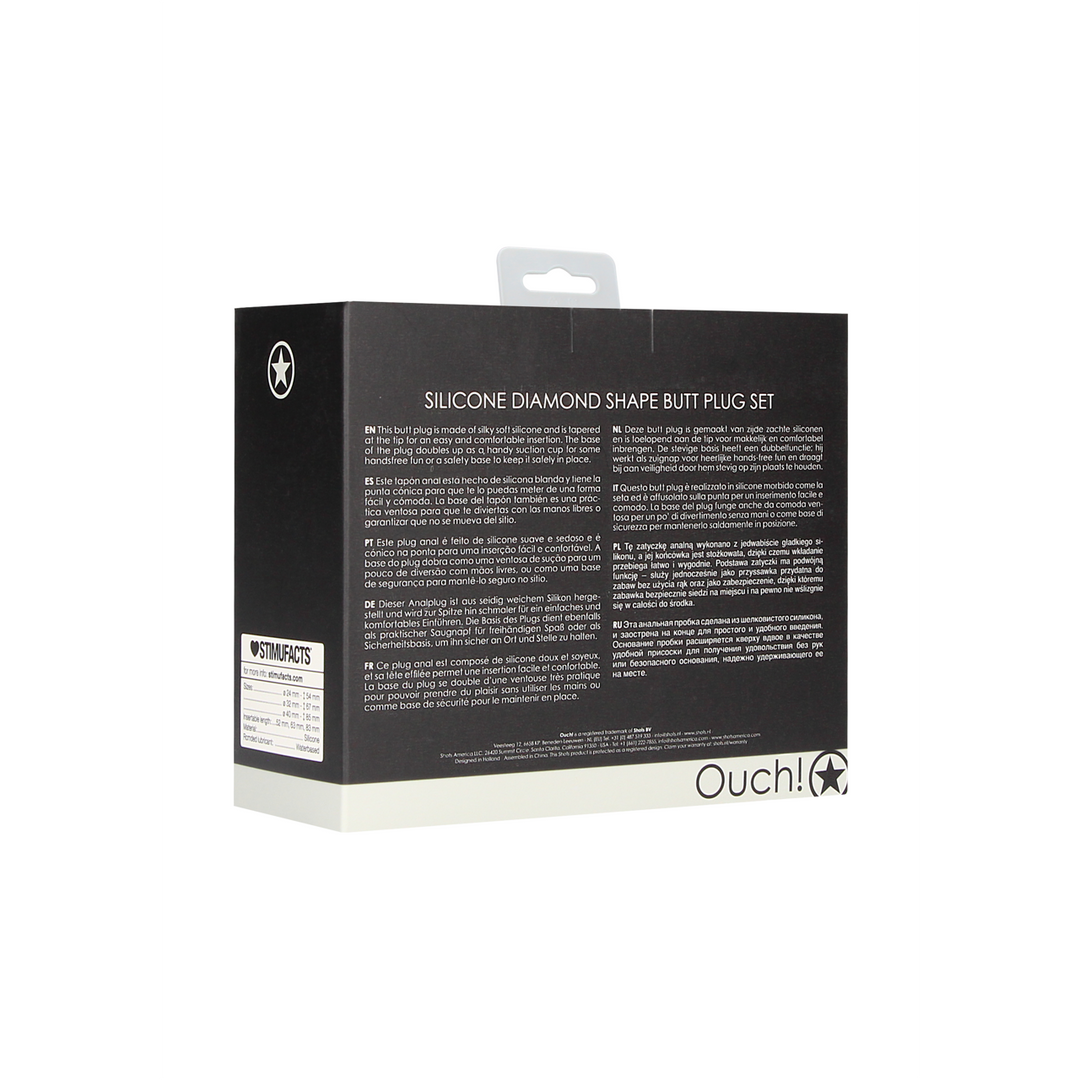 Diamond-shaped Butt Plug Set 10 cm – Silky Soft & Safe