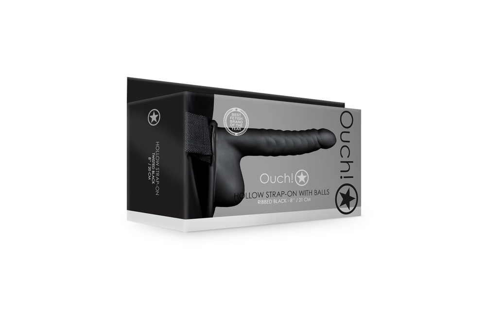 Ribbed Hollow Strap-On 9.9 cm Black – Exciting Pleasure