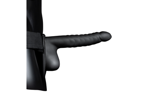 Geribbelde Holle Strap-On 9,9 cm Zwart – Spannend Genot