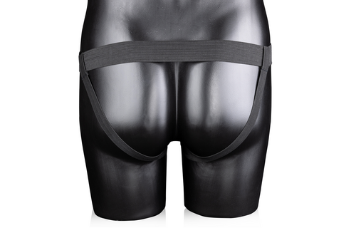 Rippierter Hohl Strap-On mit Balls - 8 / 21 cm - Schwarz