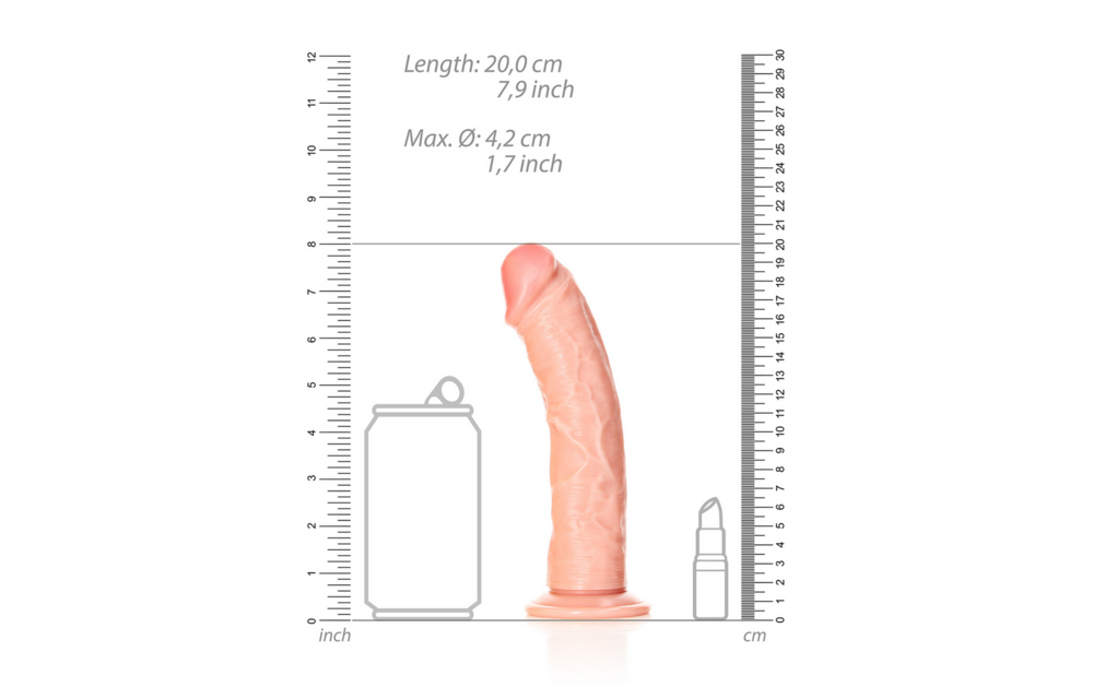 Gebogener realistischer Dildo 18 cm mit Saugnapf für Genuss