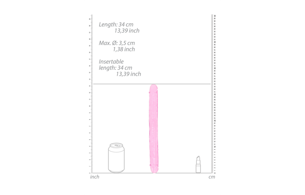 Realistischer Doppeldildo 34 x 3,8 cm – Kristallklares Vergnügen