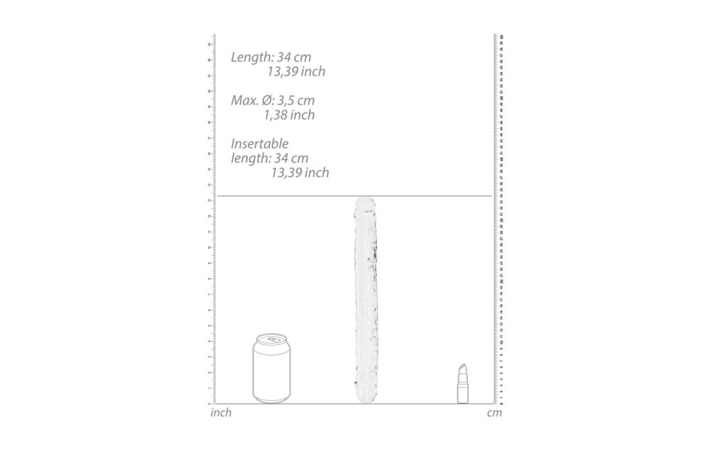 Realistischer Doppeldildo 34 x 3,8 cm – transparent & flexibel