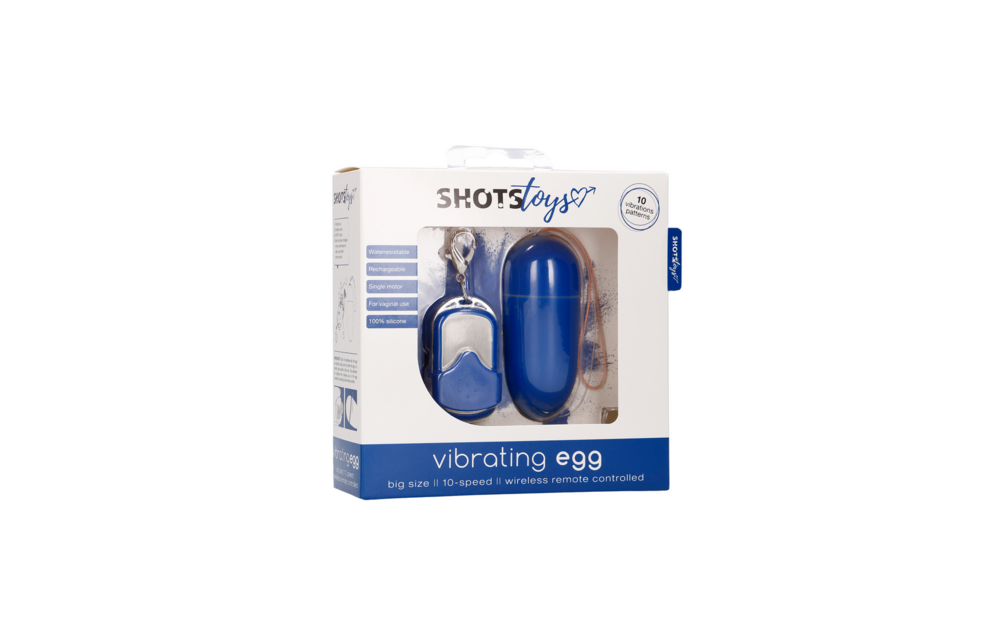 Vibrating Egg with 10 Speeds and Remote Control - L - Blue