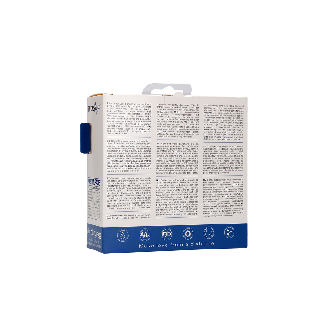Vibrerend Ei Blauw 10 Snelheden & Afstandsbediening L