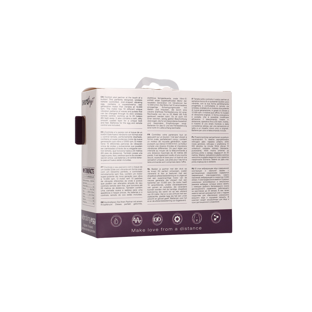 Vibrerende Ei met 10 Snelheden en Afstandsbediening - L - Paars