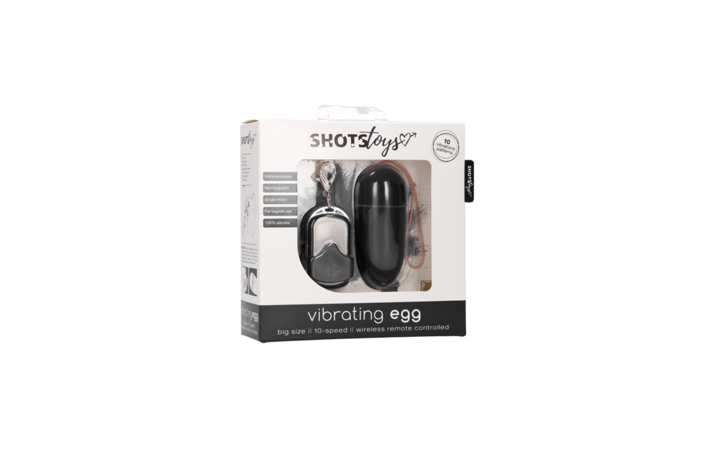 Vibrating Egg with 10 Speeds and Remote Control - L - Black