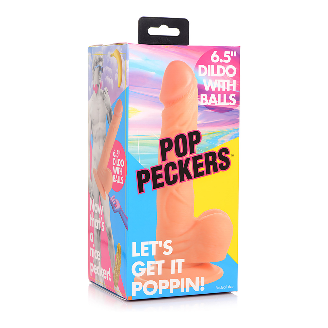 POP Dildo met ballen 19 cm – Stevig & Realistisch PVC