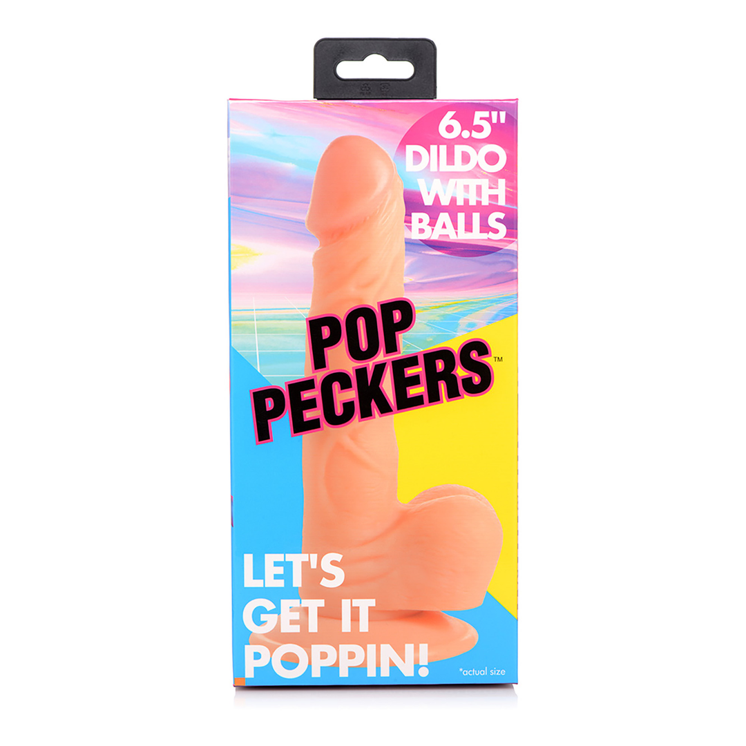 POP Dildo with balls 19 cm – Firm & realistic PVC