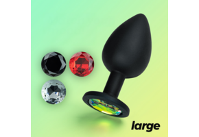 Camileo Analplug 9,5 cm Schwarz mit austauschbaren Edelsteinen