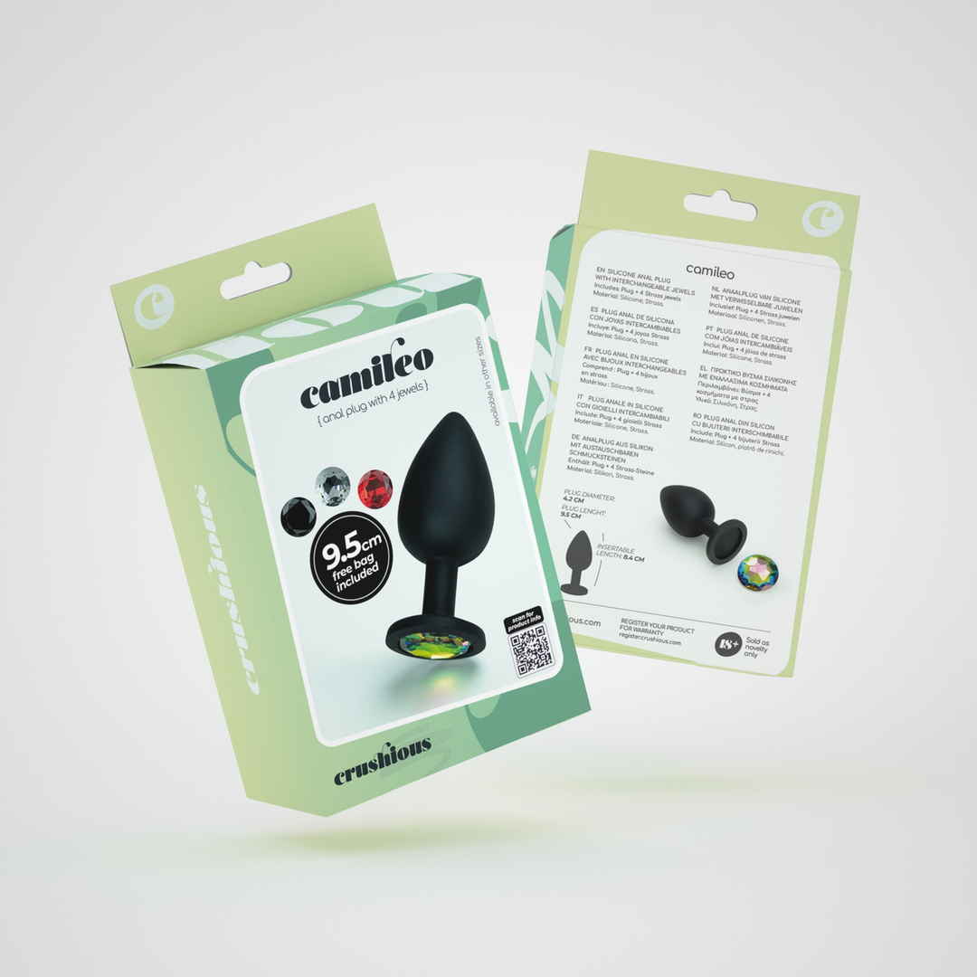 Camileo Anal Plug 9.5 cm Black with Interchangeable Gemstones