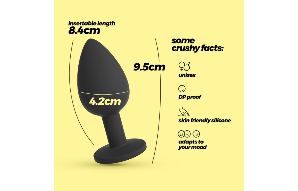 Camileo Anale Plug 9,5 cm Zwart met Verwisselbare Edelstenen