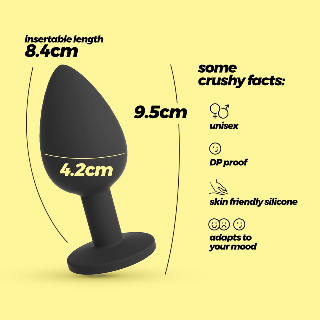 Camileo Anal Plug 9.5 cm Black with Interchangeable Gemstones