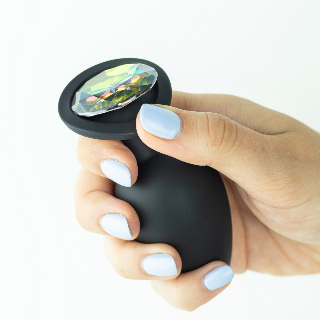 Camileo Anal Plug 9.5 cm Black with Interchangeable Gemstones