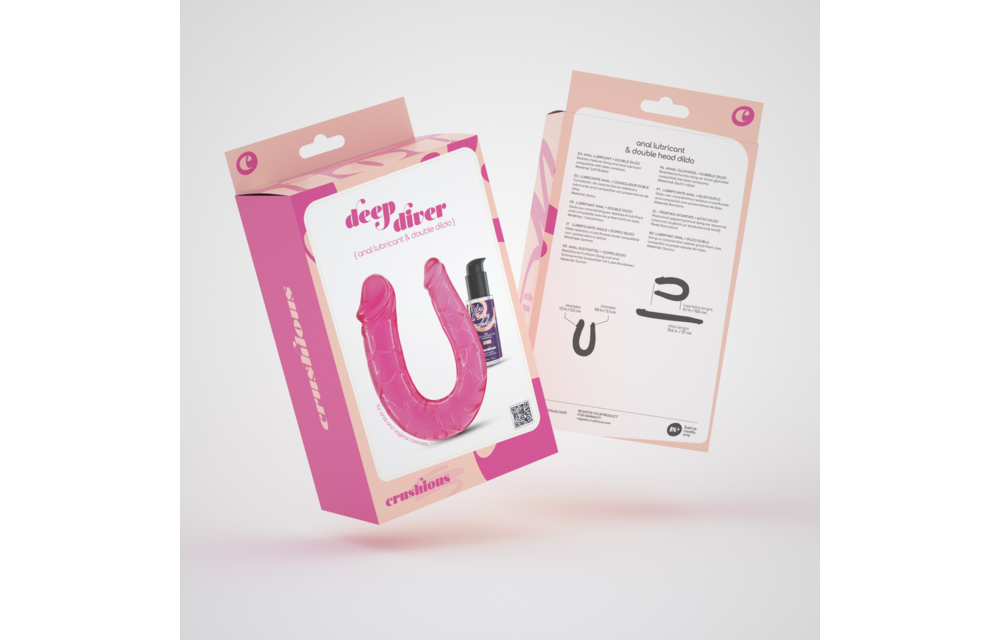Deep Diver - Double Dildo with Anal Lubricant - 1.7 fl oz / 50 ml - Pink