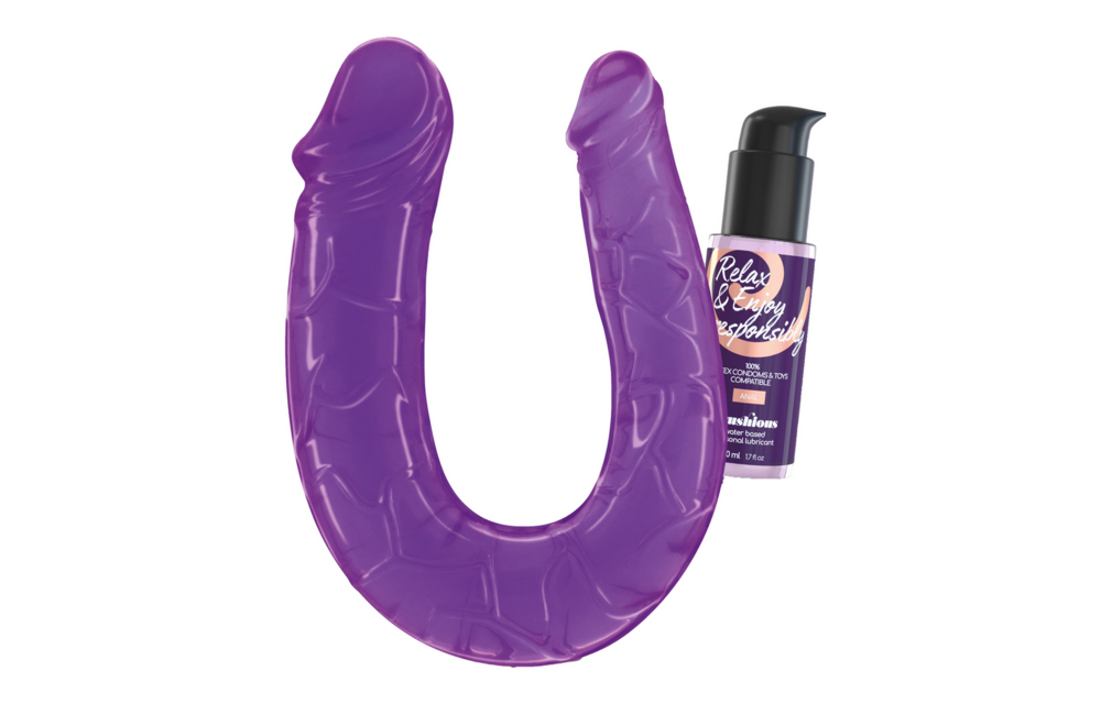 Deep Diver Dubbele Dildo 11,5 cm + Anaal Glijmiddel Paars