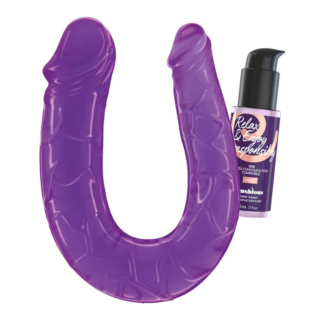 Deep Diver Double Dildo 11.5 cm + Anal Lubricant Purple
