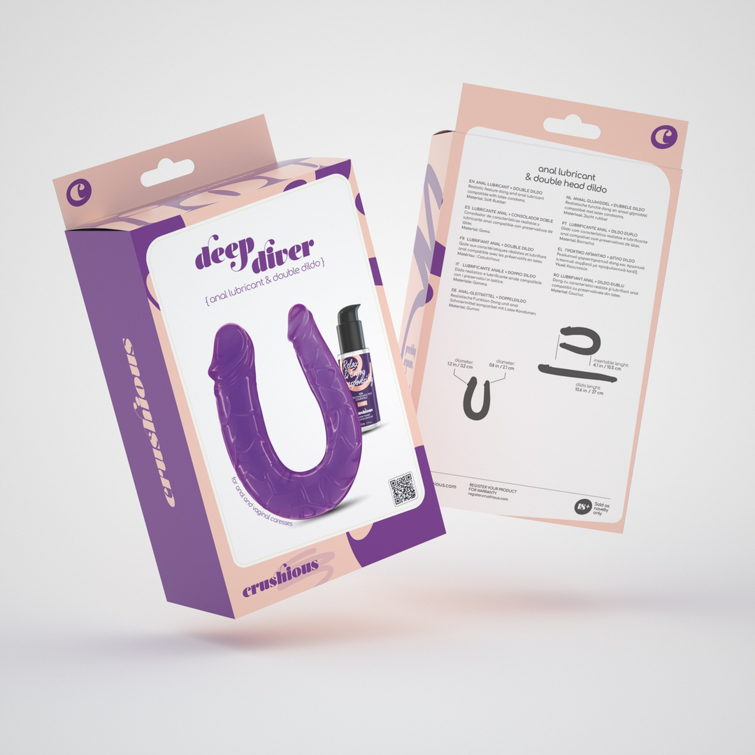 Deep Diver Double Dildo 11.5 cm + Anal Lubricant Purple