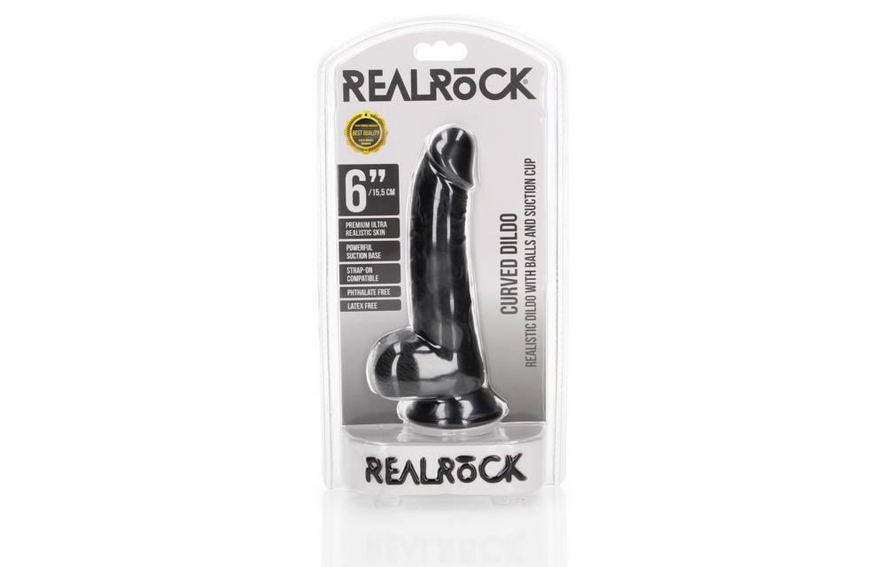 RealRock Gebogener Dildo 15,5 cm mit Saugnapf & Hoden