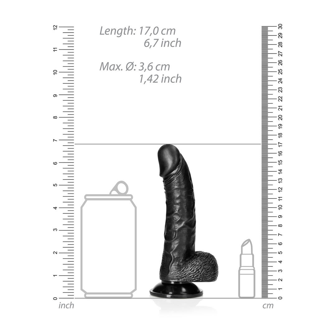 RealRock Gebogener Dildo 15,5 cm mit Saugnapf & Hoden