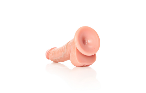 Gebogener realistischer Dildo 15,5 cm mit Hoden und Saugnapf