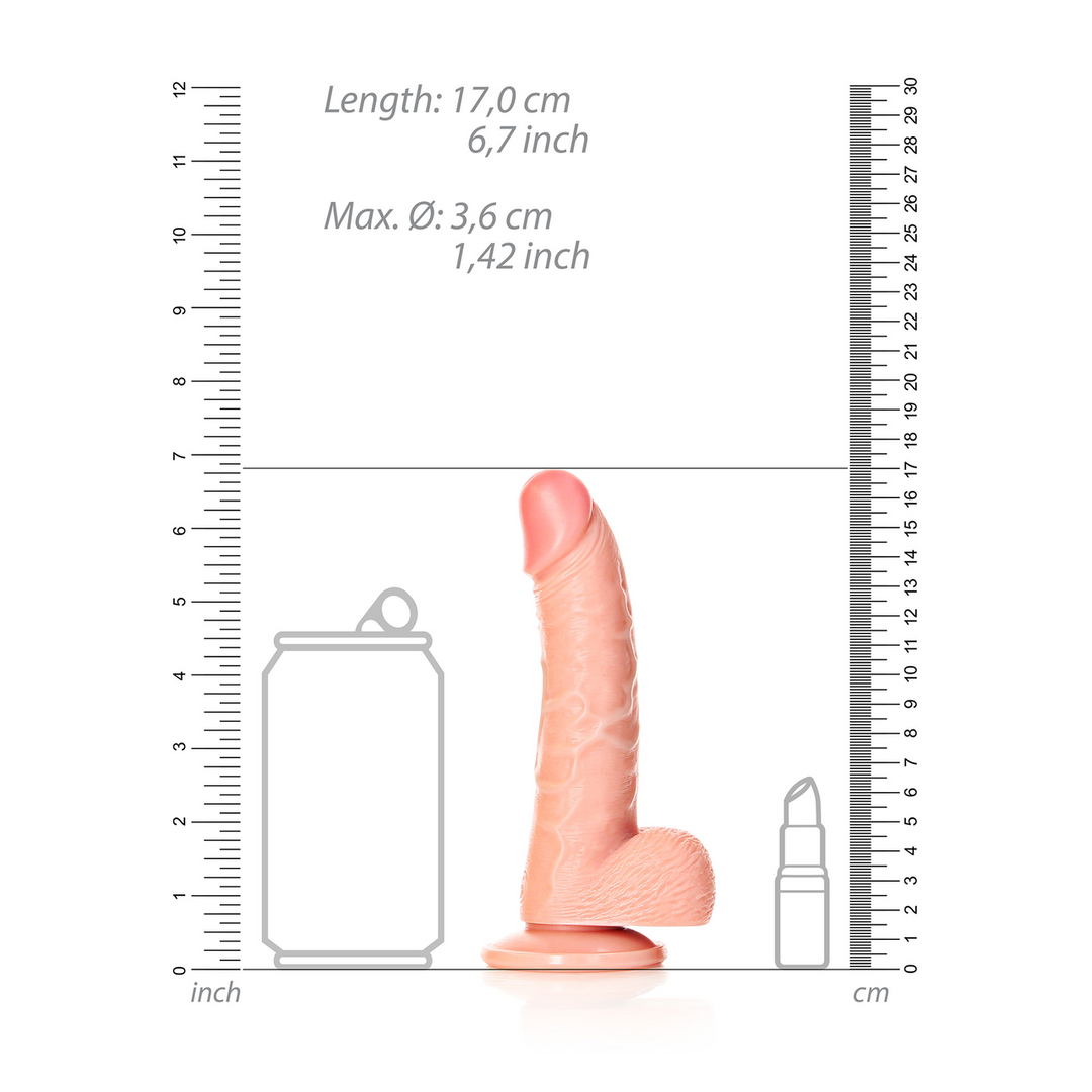 Gebogener realistischer Dildo mit Balls und Saugnapf - 6 / 15,5 cm