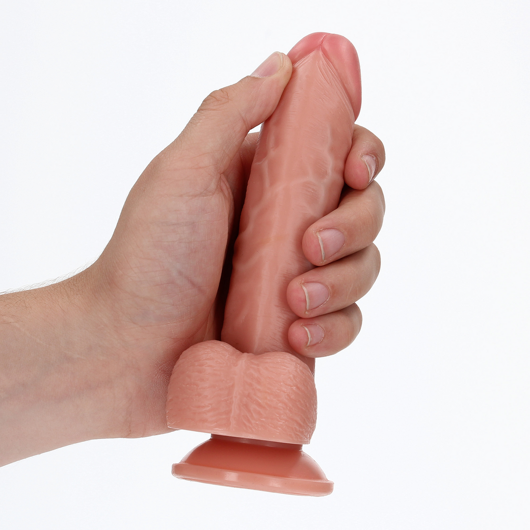 Gebogen Realistische Dildo met Ballen en Zuignap - 6 / 15,5 cm