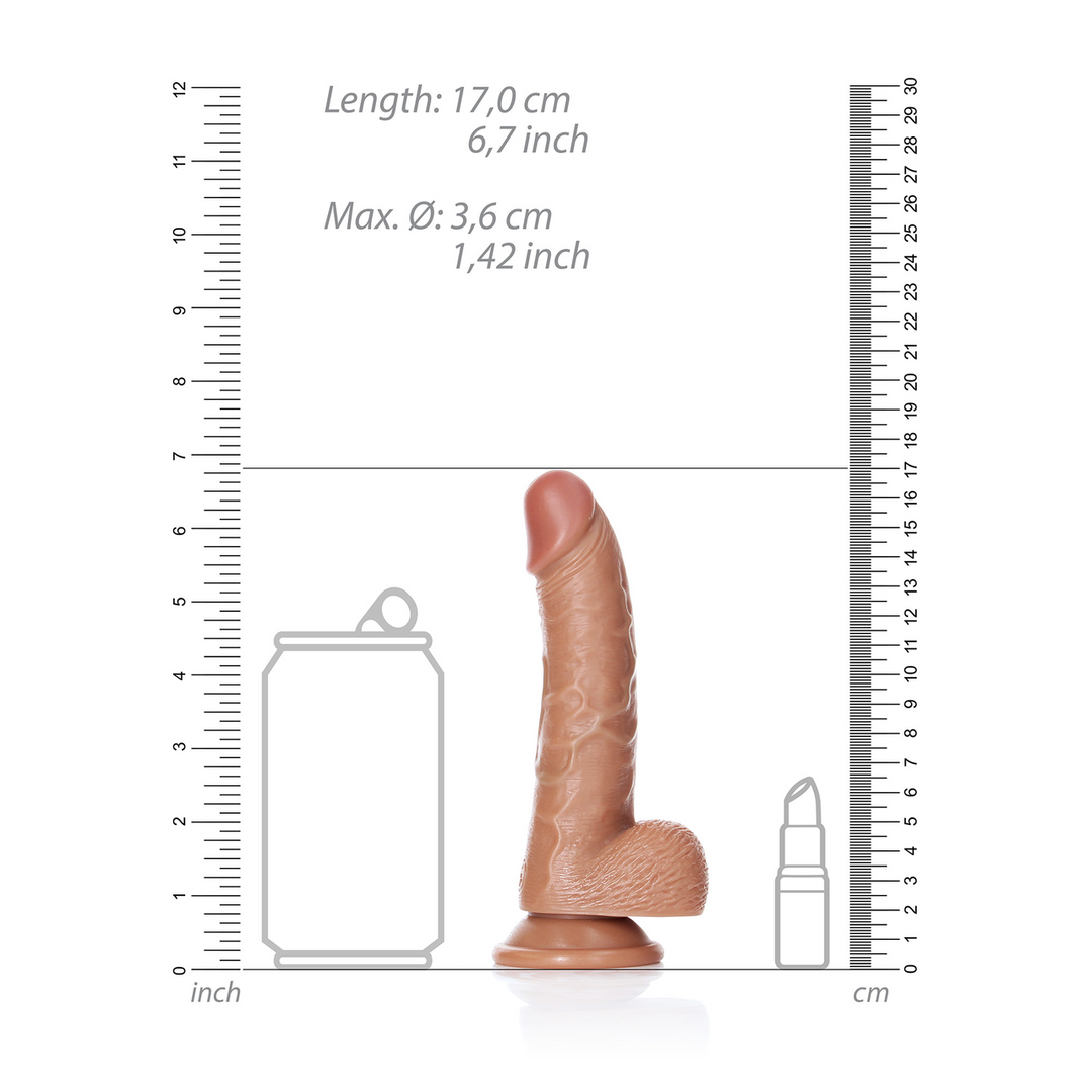 RealRock Gebogener Dildo 12,5 cm mit Saugnapf & Hoden
