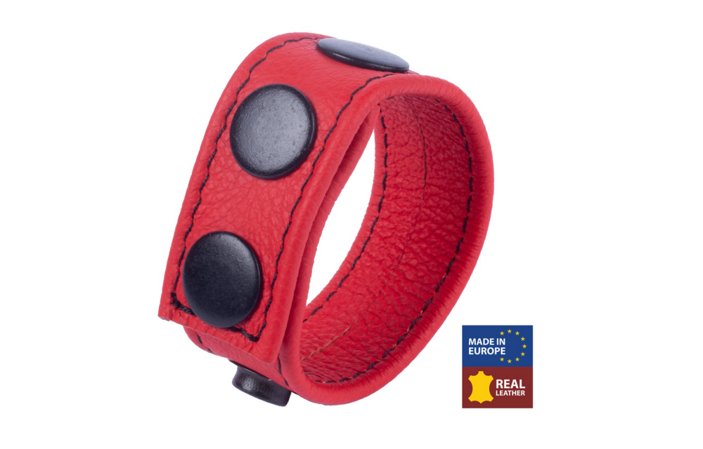 Verstellbarer roter Leder-Cockring | Intensives Vergnügen & Komfort