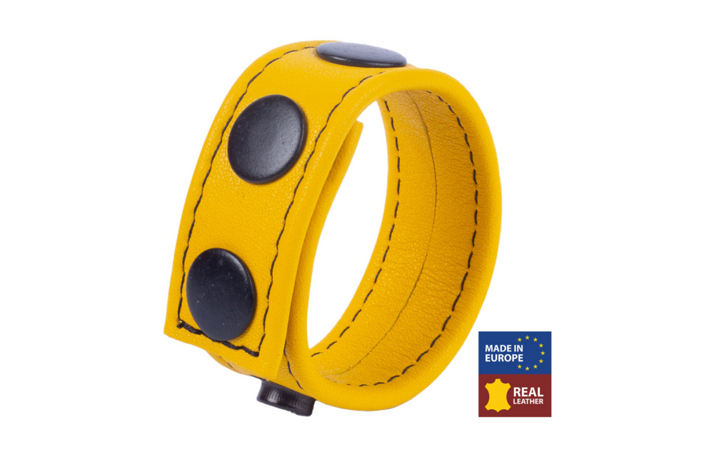 Cocky Adjustable Leather Cock Ring Yellow – Comfort & Stimulation