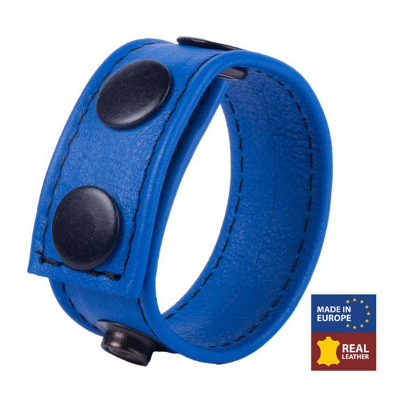 Adjustable Blue Leather Cock Ring | Red Leather Pleasure