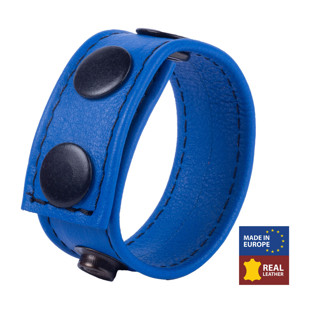 Adjustable Blue Leather Cock Ring | Red Leather Pleasure