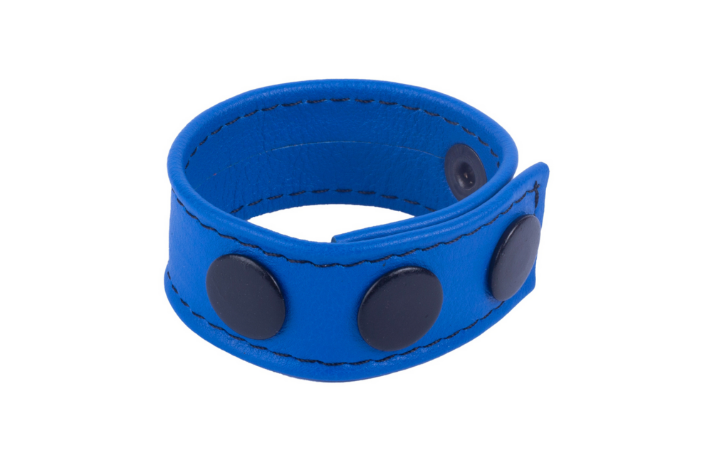 Verstellbarer blauer Leder-Cockring | Rood Leer Genot
