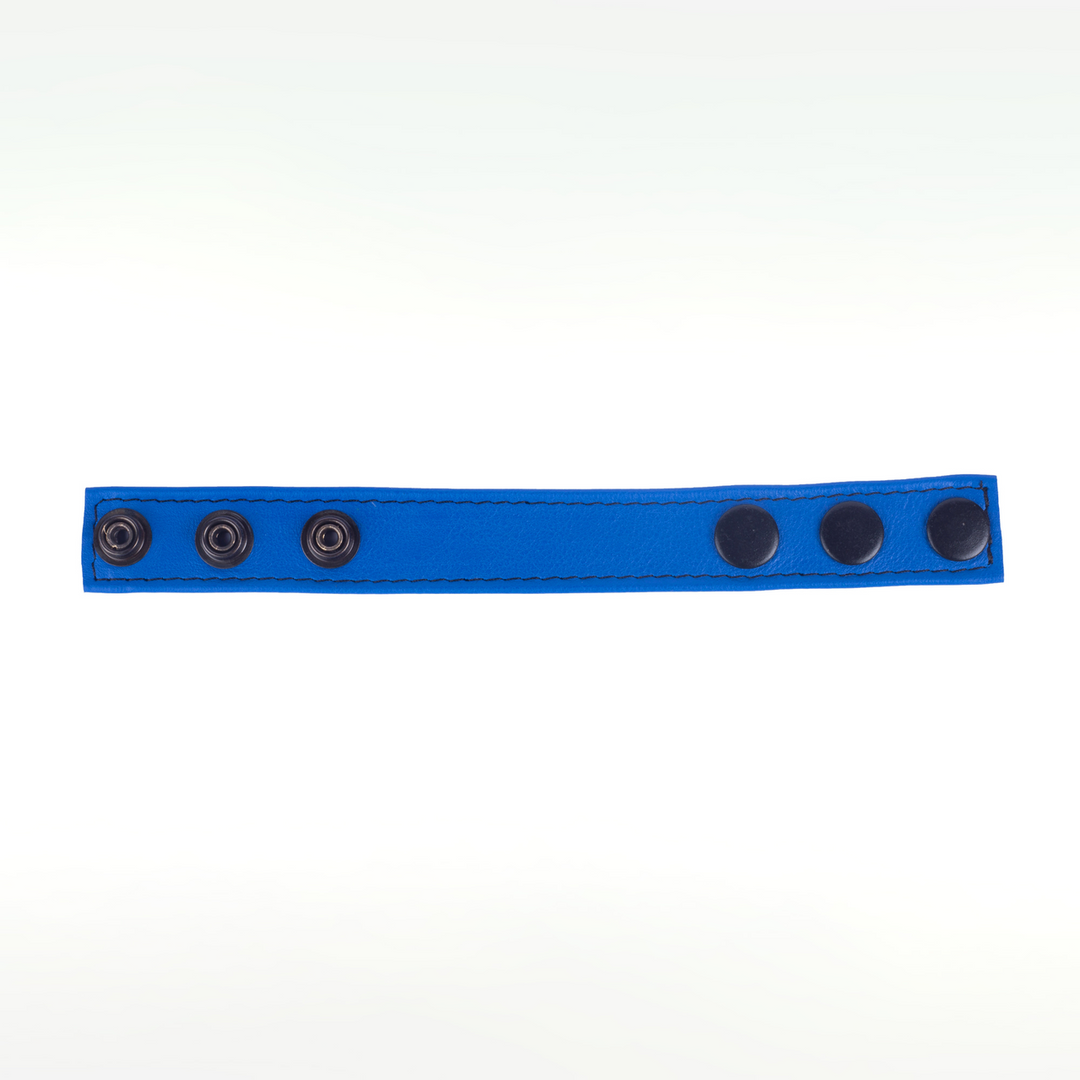 Adjustable Blue Leather Cock Ring | Red Leather Pleasure