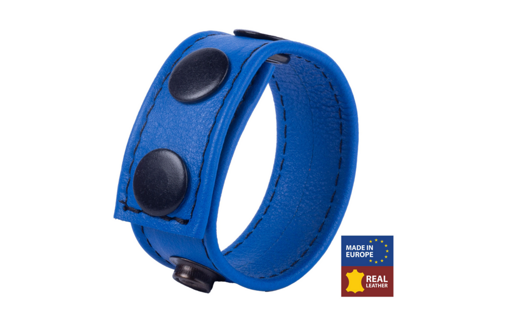 Verstellbarer blauer Leder-Cockring | Rood Leer Genot