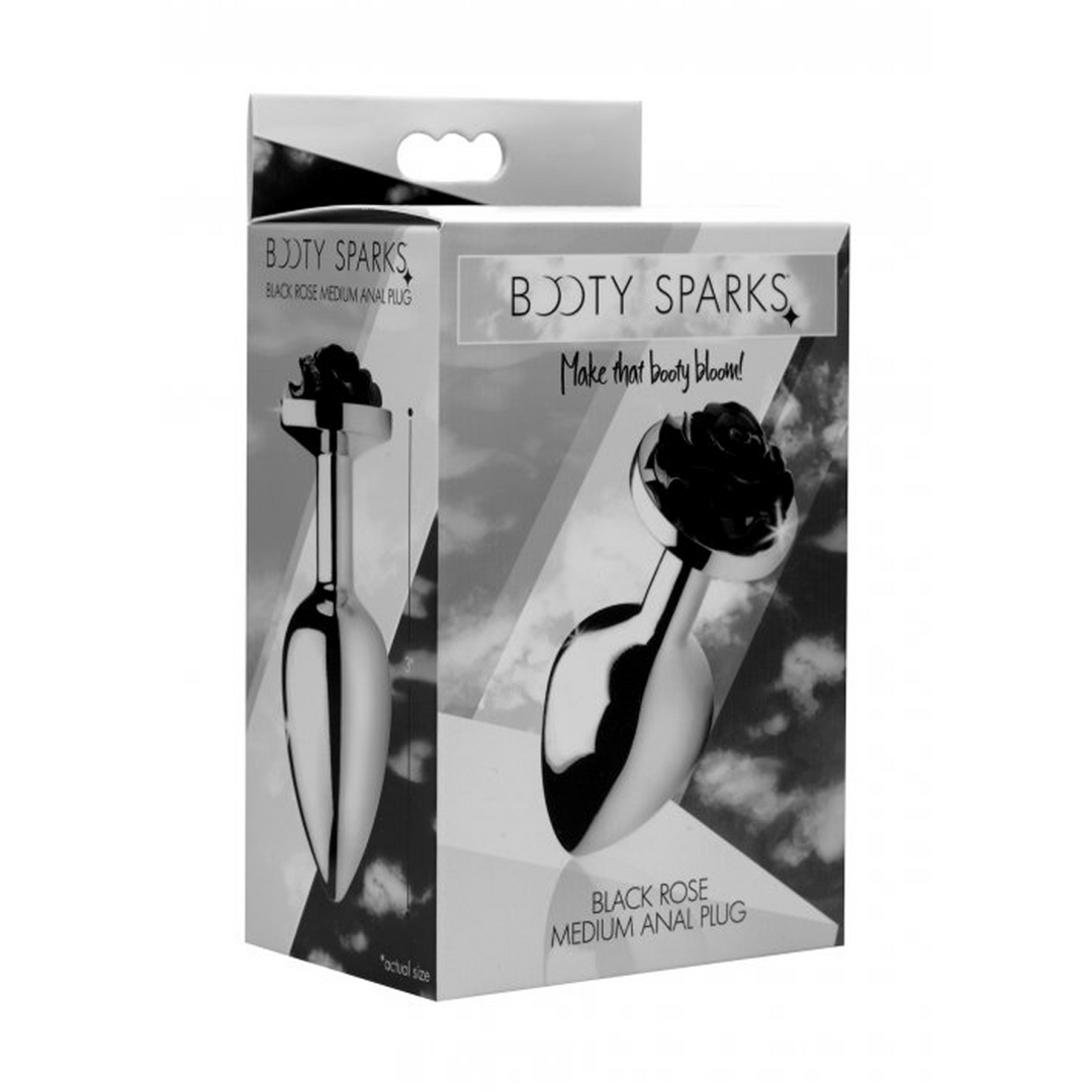 Schwarzer Rosen-Buttplug Medium 8,9 cm – Stilvoll & sinnlich
