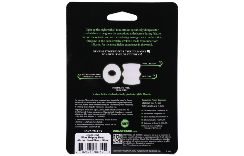 Glow Helping Head Silicone - Glow-in-the-dark Masturbator Sleeve