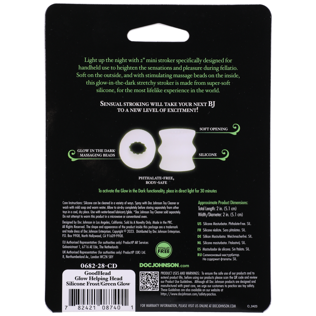 Glow Helping Head Silicone - Glow-in-the-dark Masturbator Sleeve