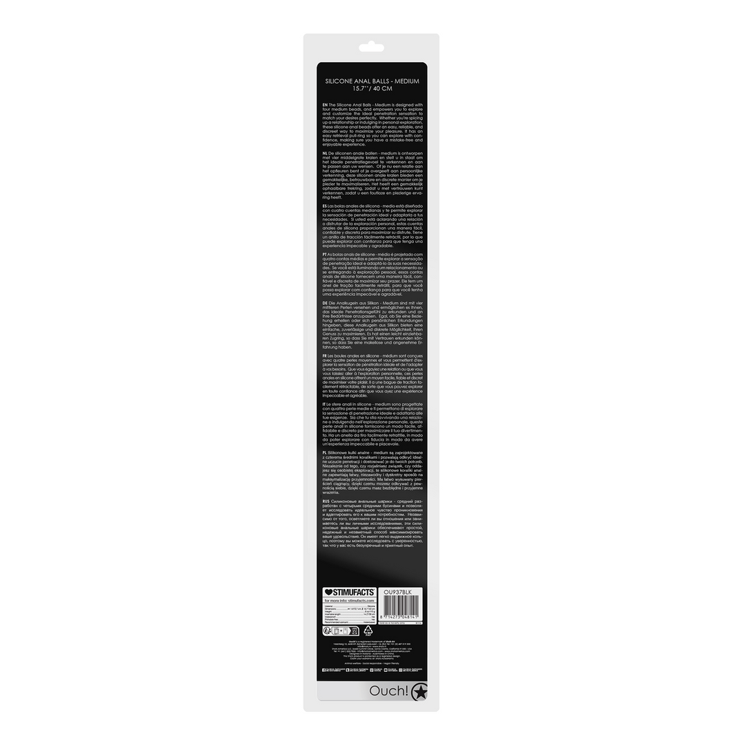 Silicone Anal Beads Medium 3.7 cm Black - Ultimate Pleasure