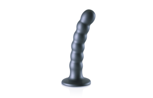 Perlenbesetzter Silikon-G-Punkt-Dildo 13,8 cm – 5,4 cm Gunmetal