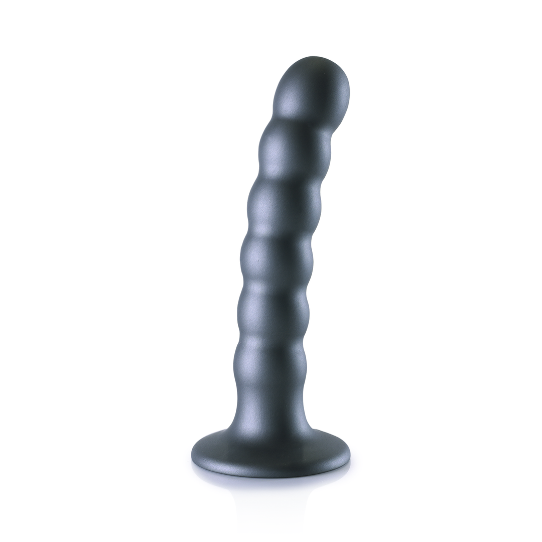 Gekraalde Siliconen G-Spot Dildo - 5'' / 13 cm - Gunmetal