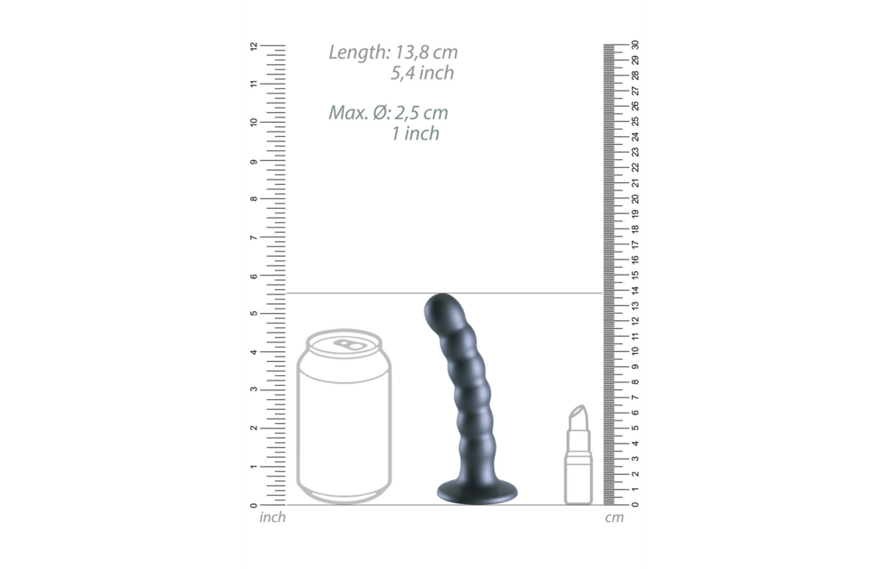 Perlenbesetzter Silikon-G-Punkt-Dildo 13,8 cm – 5,4 cm Gunmetal